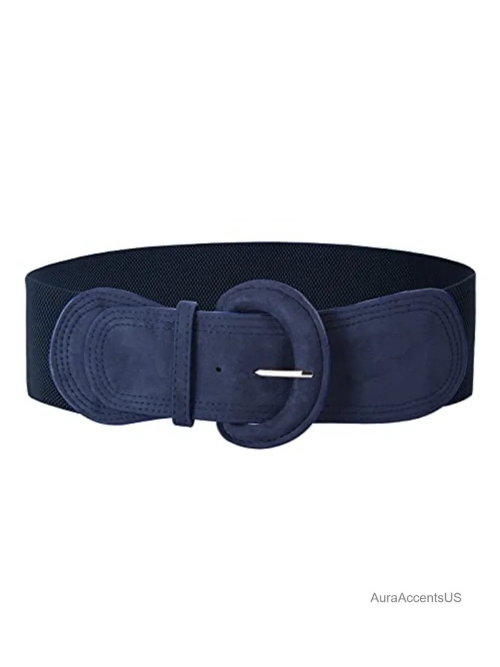 Suede Elastic Wide Belt with Chunky Buckle, Stretchy Waist Belt S-XXL